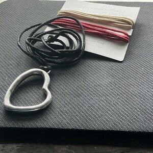 J. Jill Silver Heart Pendant Necklace with Black Cord